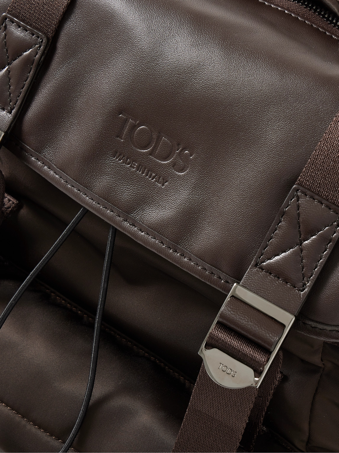 Shop Tod's Leather-trimmed Nylon Backpack In Brown