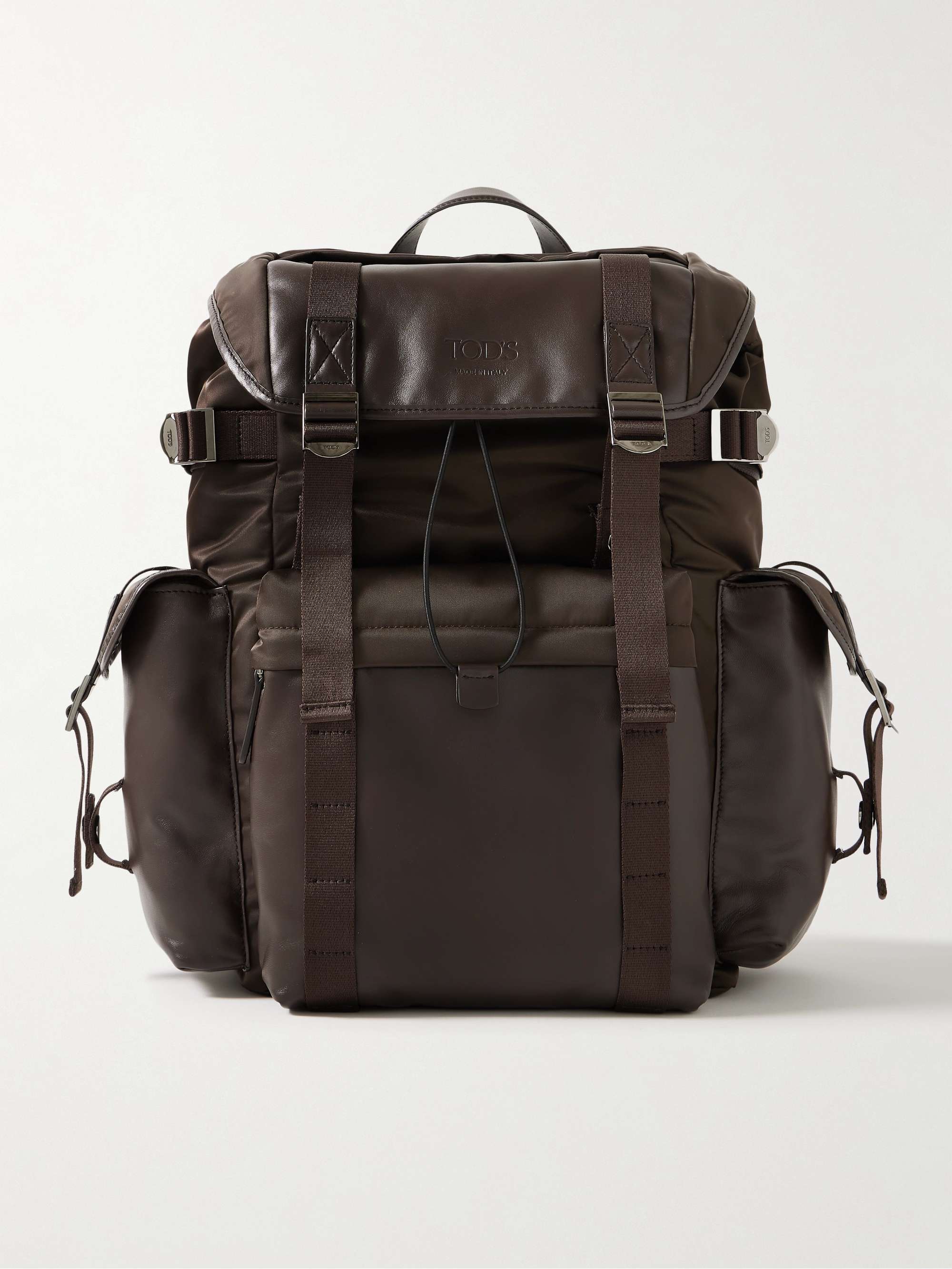 TOD'S Leather-Trimmed Nylon Backpack for Men