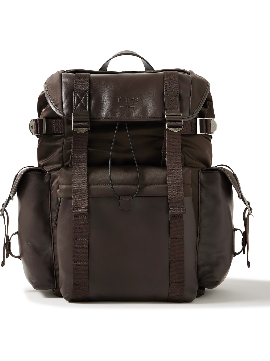 Tod's Leather-trimmed Nylon Backpack In Brown