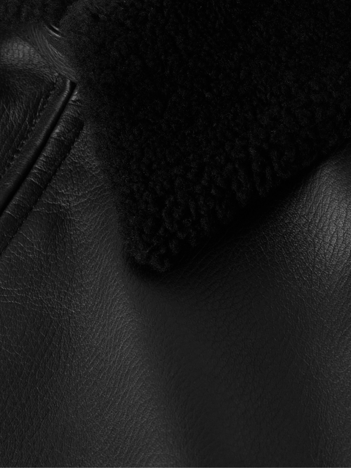 Shop Kingsman Shearling-trimmed Full-grain Leather Jacket In Black
