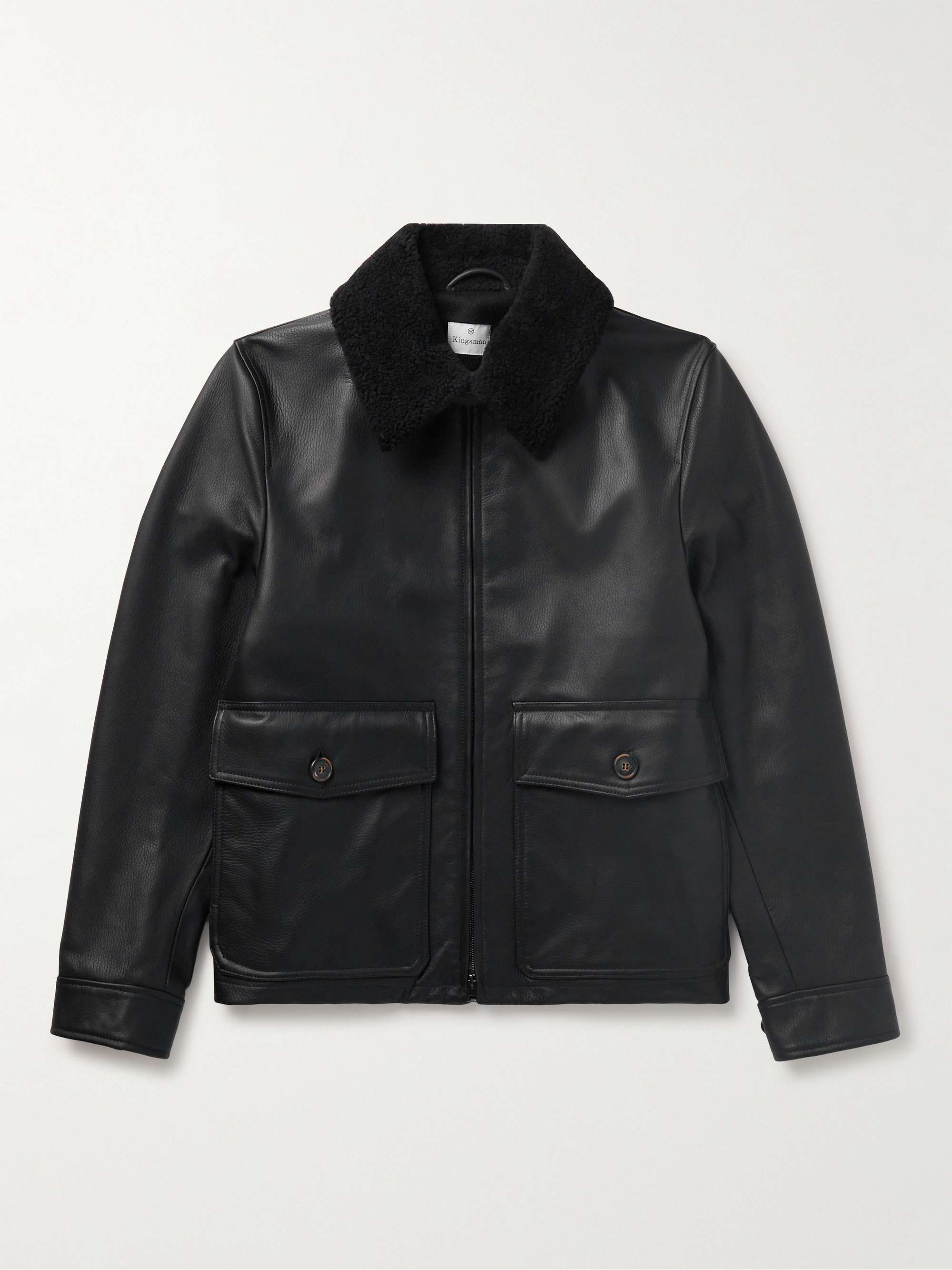 KINGSMAN Shearling-Trimmed Full-Grain Leather Jacket for Men | MR PORTER