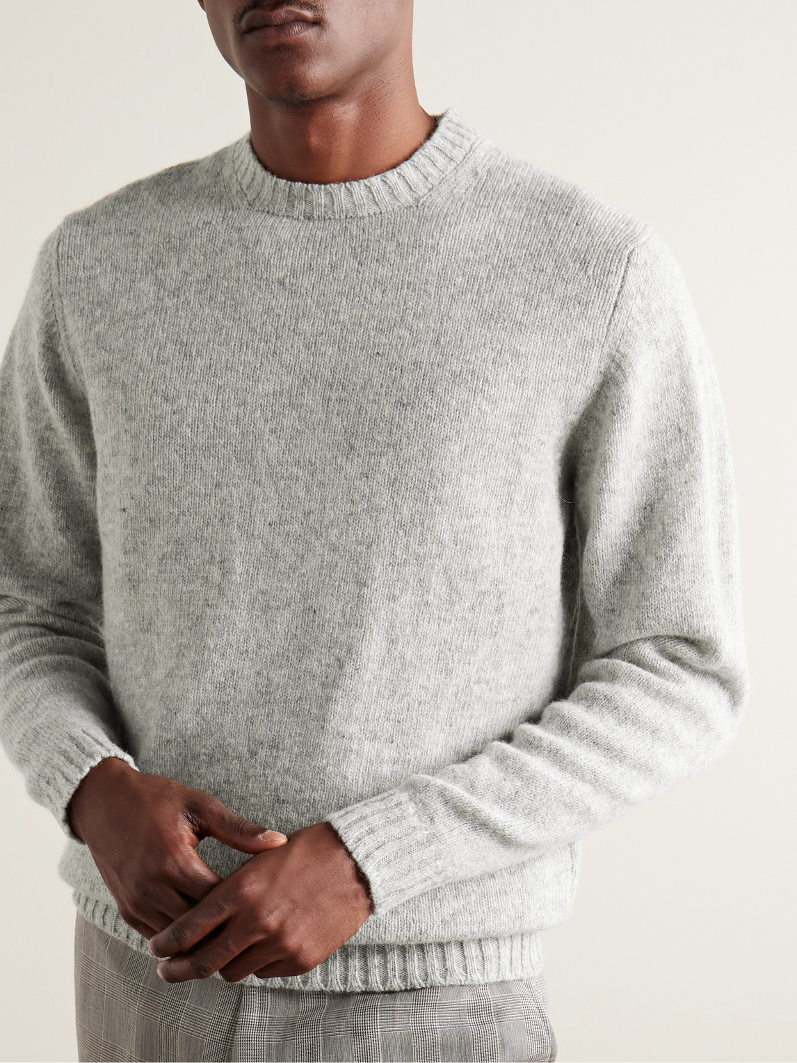 Shop Kingsman Shetland Wool Sweater In Gray