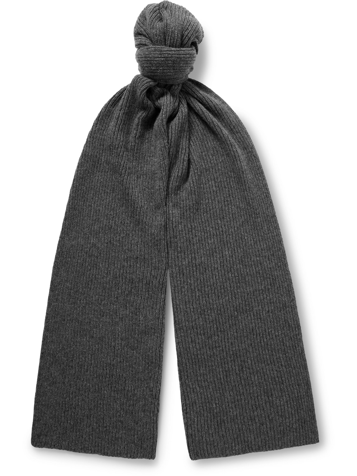 Kingsman Ribbed Cashmere Scarf In Gray