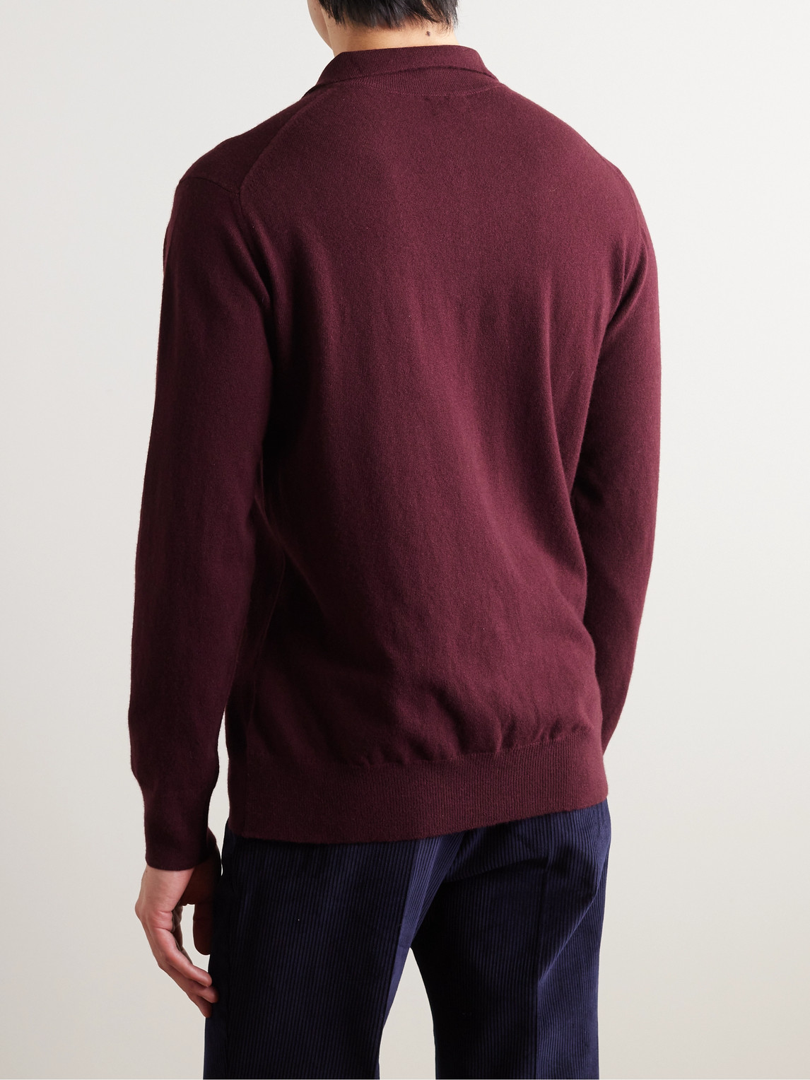 Shop Kingsman Wade Merino Wool And Cashmere-blend Polo Shirt In Burgundy