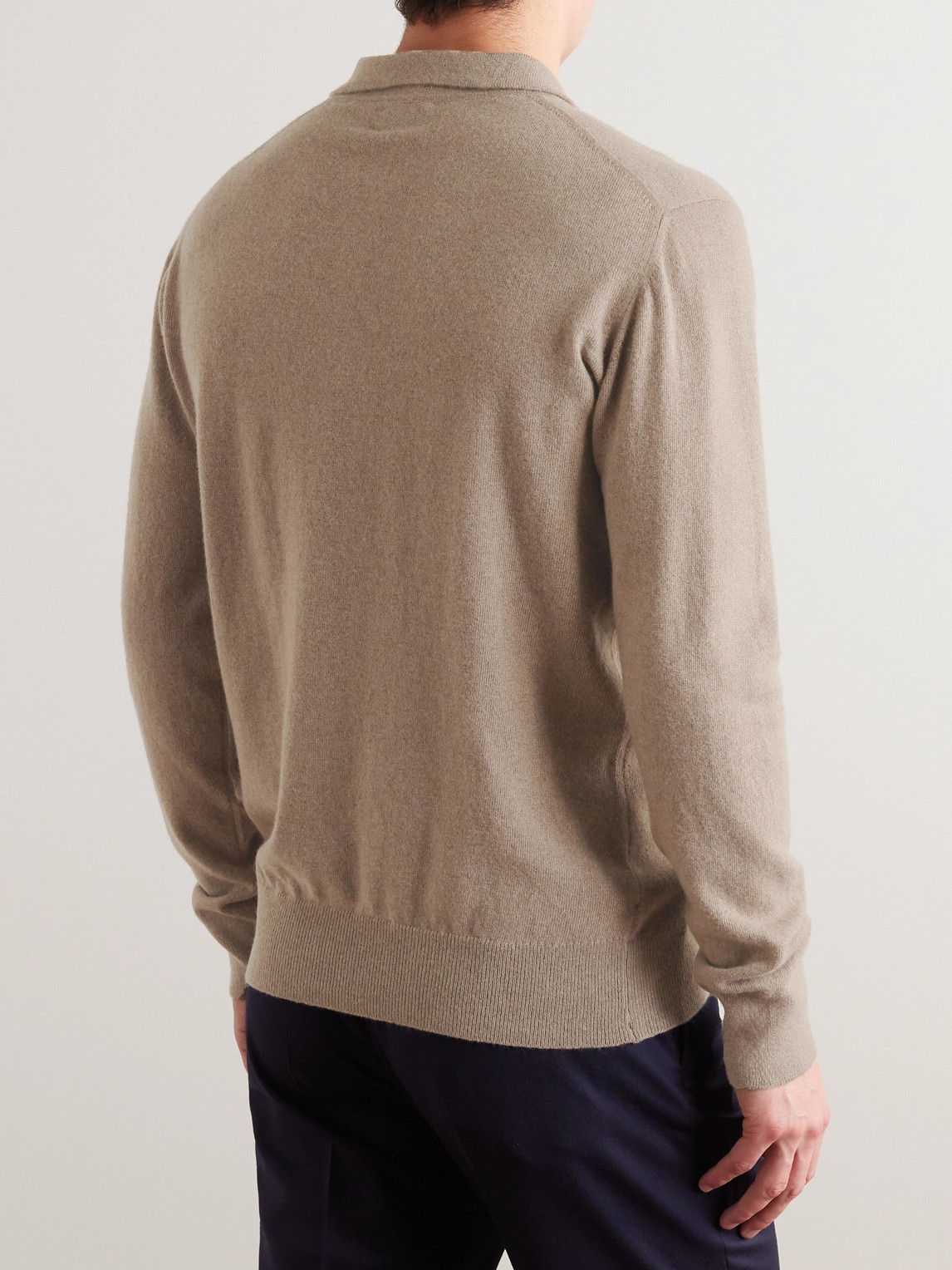 Shop Kingsman Wade Merino Wool And Cashmere-blend Polo Shirt In Neutrals