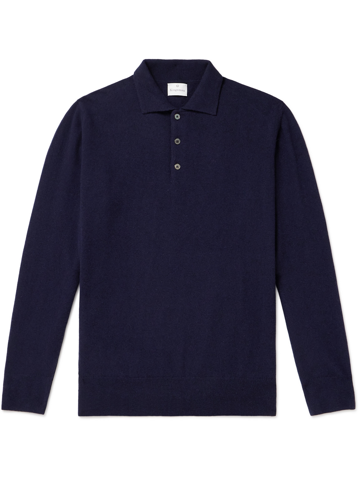 Kingsman Wade Merino Wool And Cashmere-blend Polo Shirt In Blue