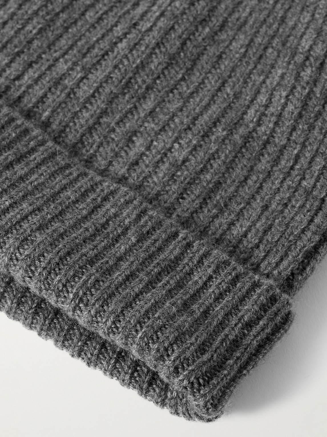 Shop Kingsman Ribbed Cashmere Beanie In Gray