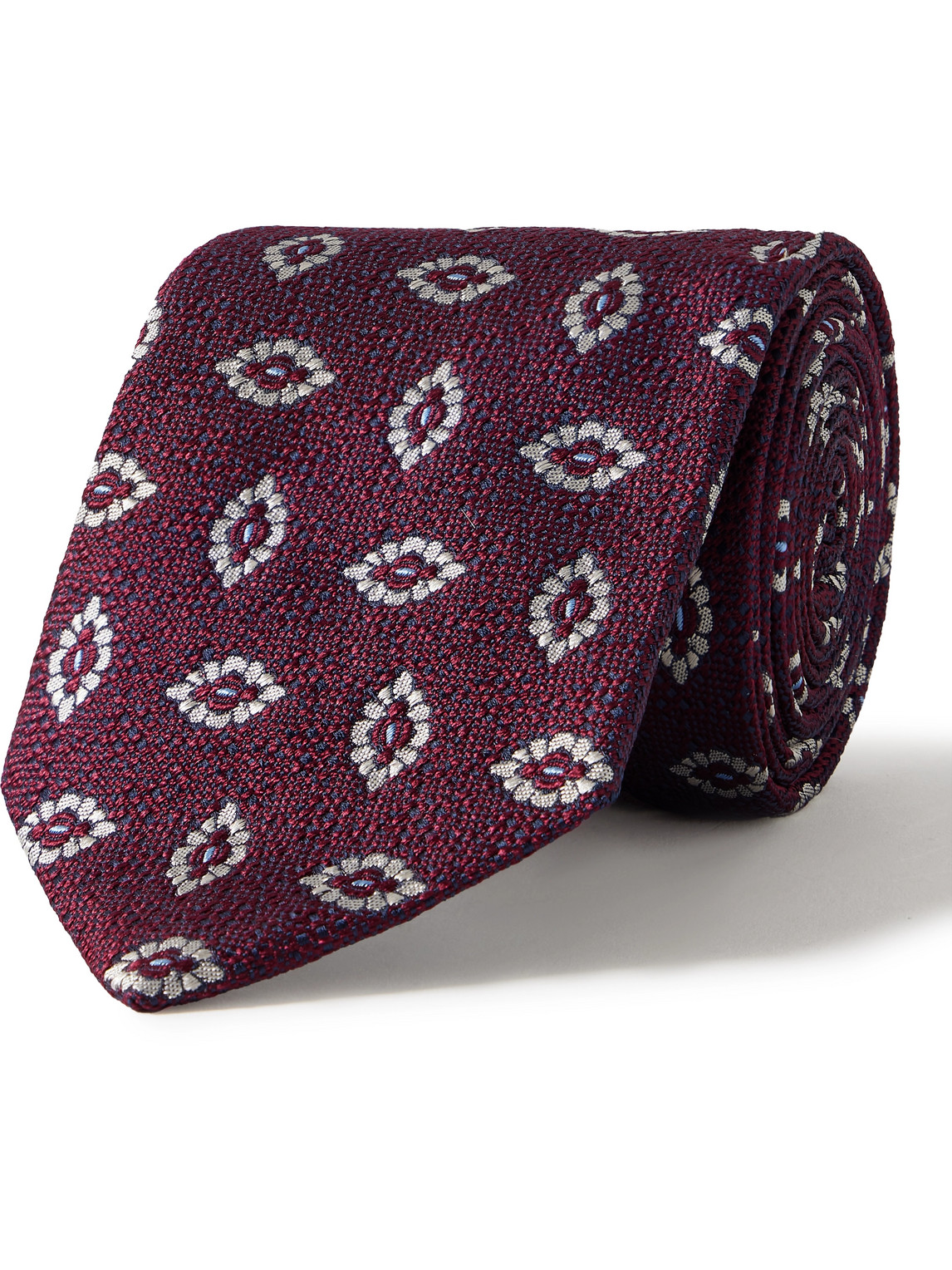 Kingsman Drake's 8cm Silk-jacquard Tie In Burgundy