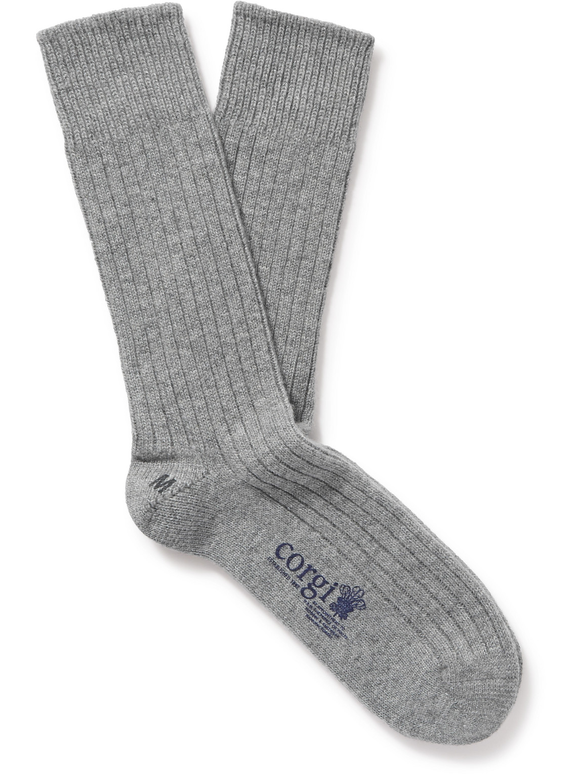 Kingsman Ribbed Cashmere Socks In Gray