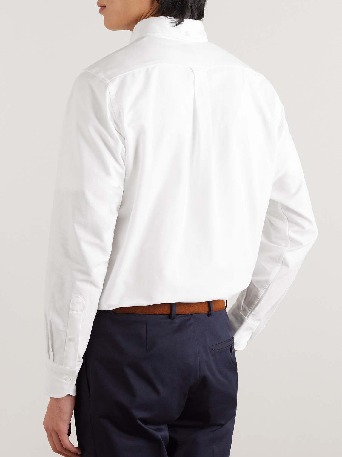 Shop Kingsman Button-down Cotton Oxford Shirt In White