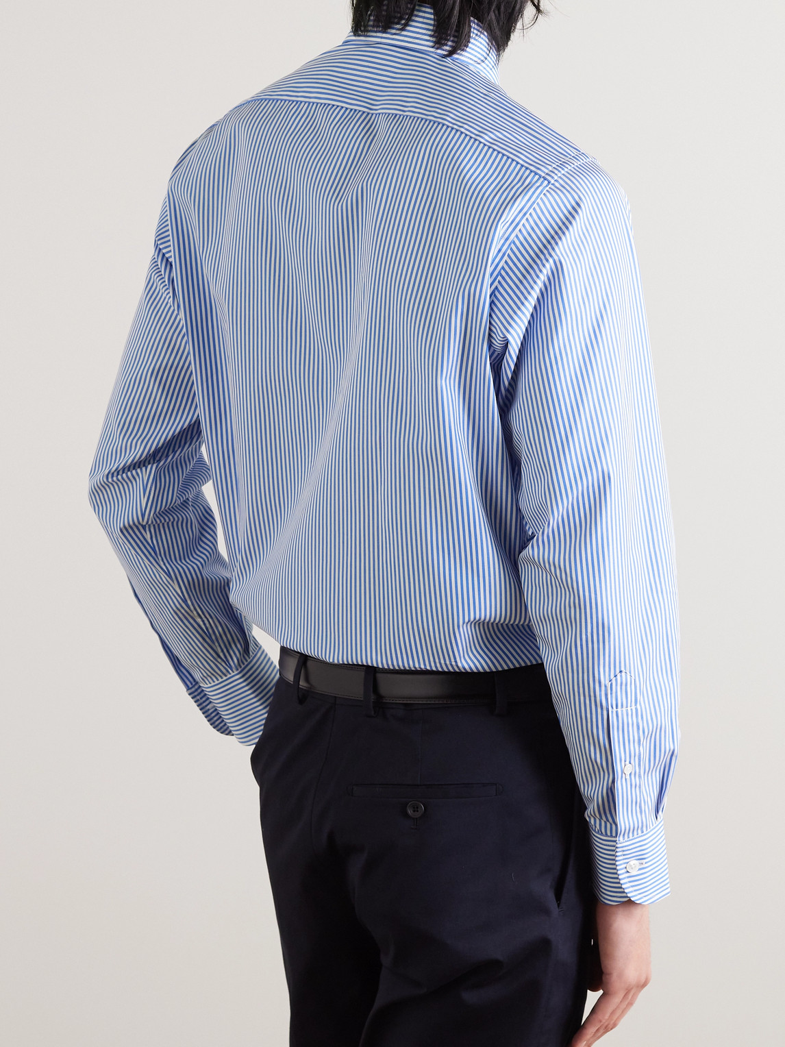 Shop Kingsman Drake's Striped Cotton-poplin Shirt In Blue