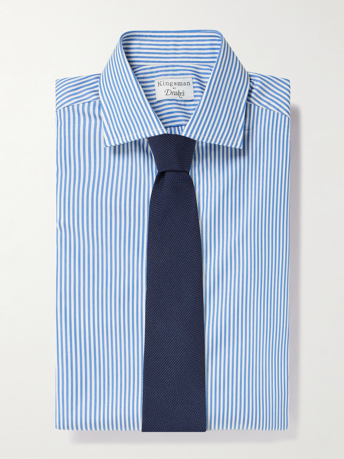 Shop Kingsman Drake's Striped Cotton-poplin Shirt In Blue