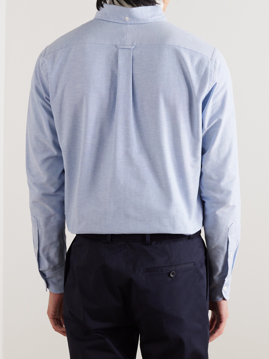Shop Kingsman Button-down Cotton Oxford Shirt In Blue