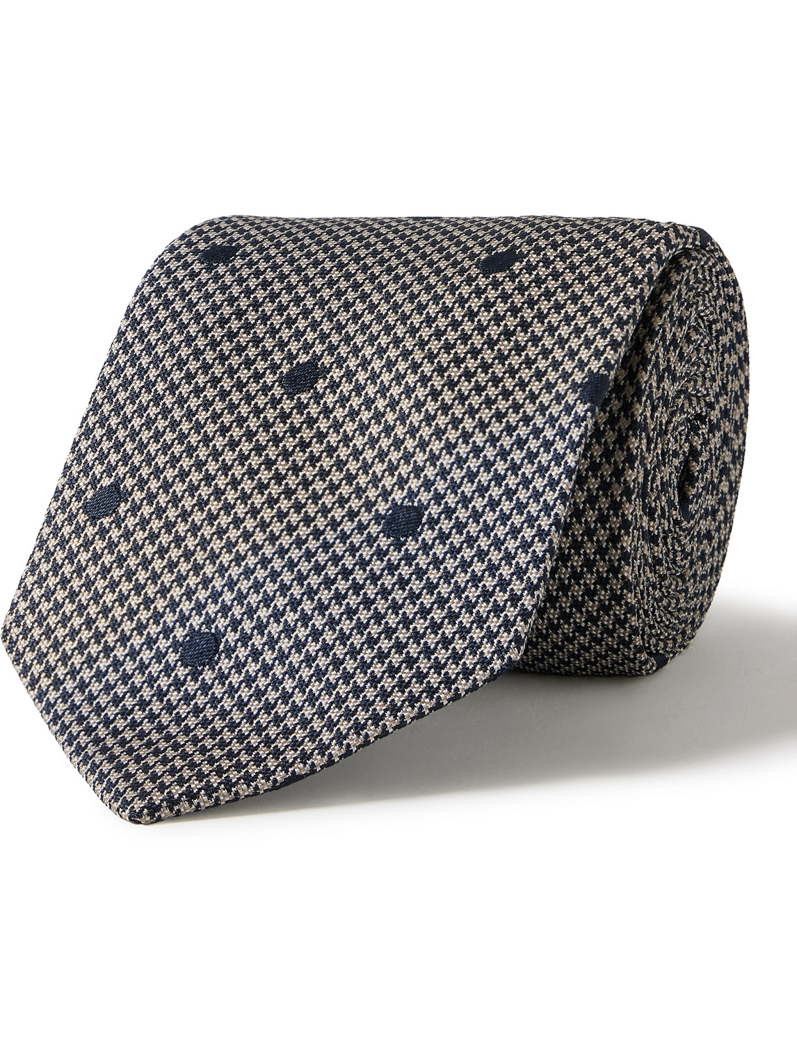 Kingsman Drake's 8cm Polka Dot Silk-grenadine Jacquard Tie In Gray