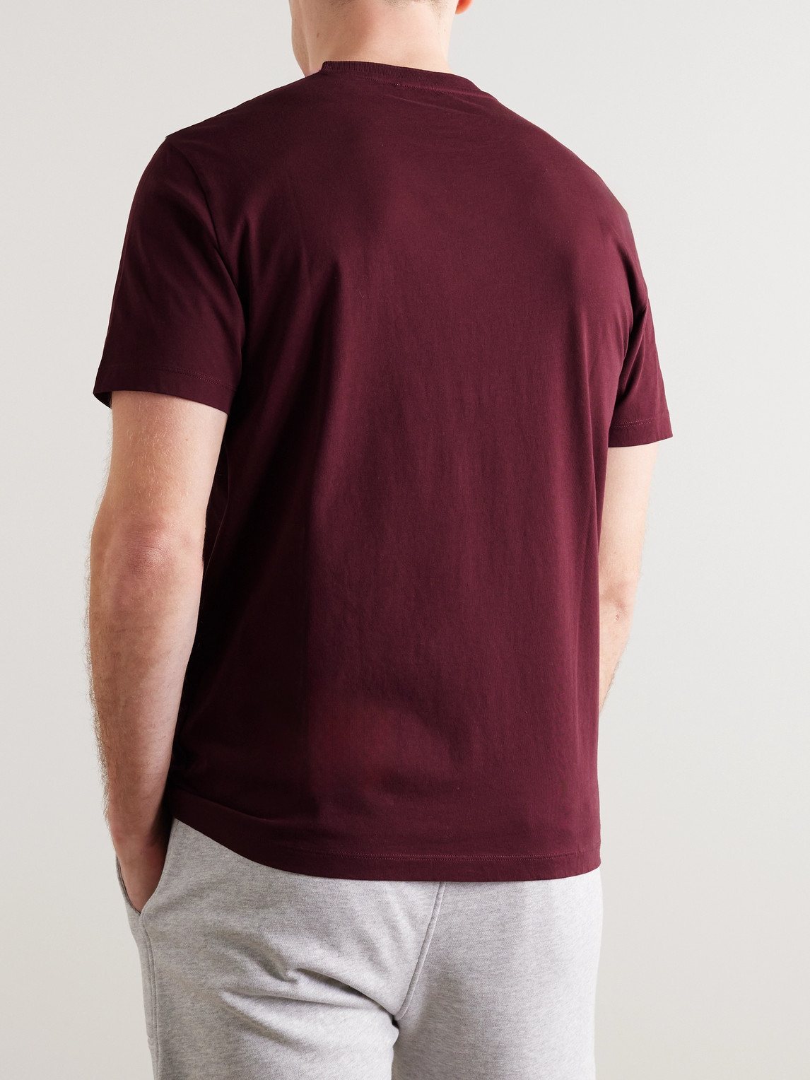 Shop Kingsman Logo-embroidered Pima Cotton-jersey T-shirt In Burgundy