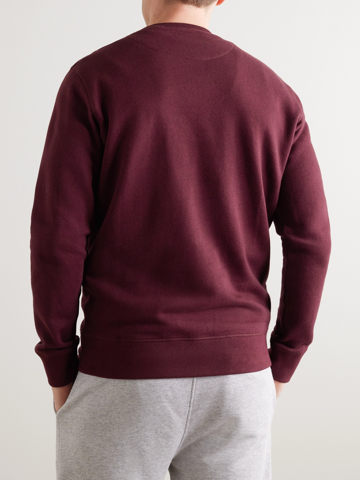 Shop Kingsman Logo-embroidered Cotton And Cashmere-blend Jersey Sweatshirt In Burgundy