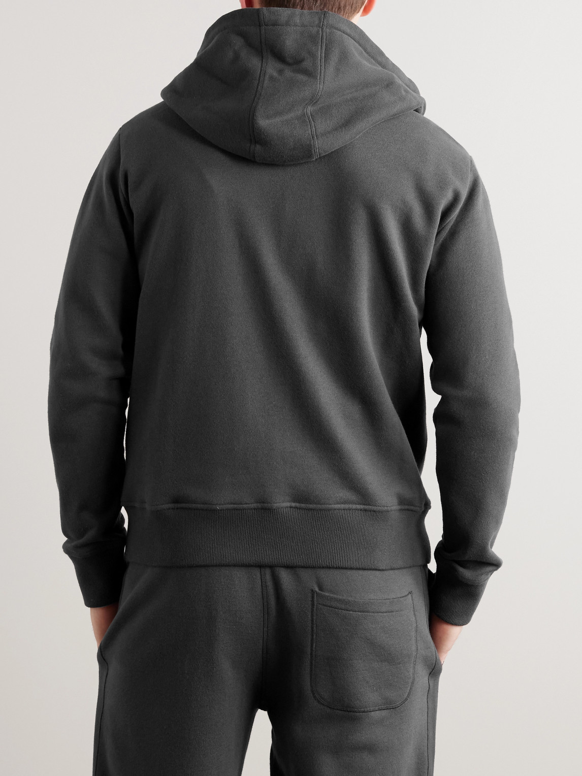 Shop Kingsman Logo-embroidered Cotton And Cashmere-blend Jersey Zip-up Hoodie In Gray