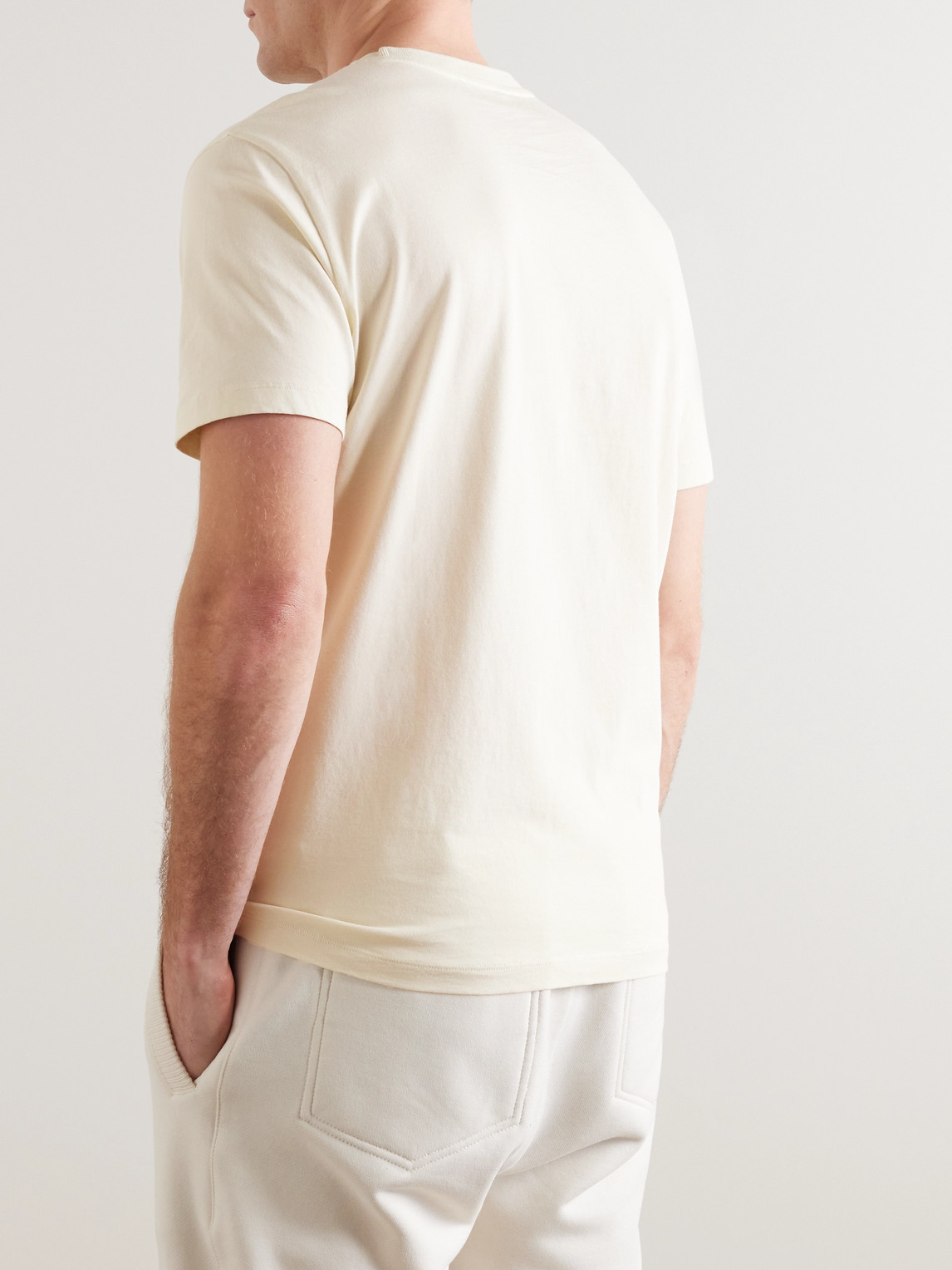 Shop Kingsman Logo-embroidered Pima Cotton-jersey T-shirt In Neutrals