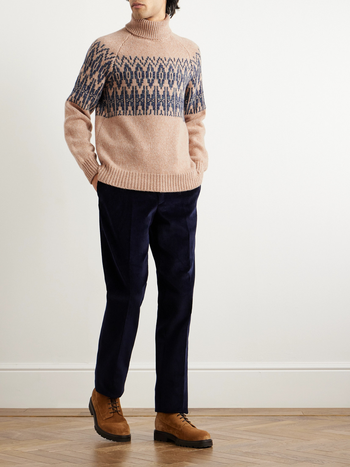 Shop Kingsman Fair Isle Jacquard-knit Wool Rollneck Sweater In Neutrals