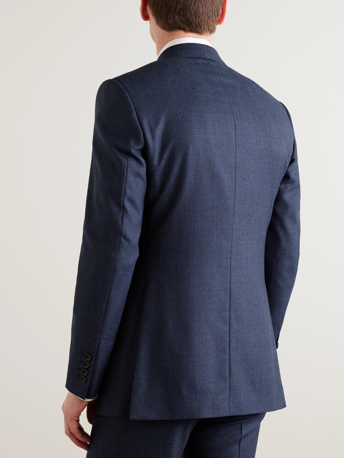 Shop Kingsman Checked Wool And Cashmere-blend Suit Jacket In Blue