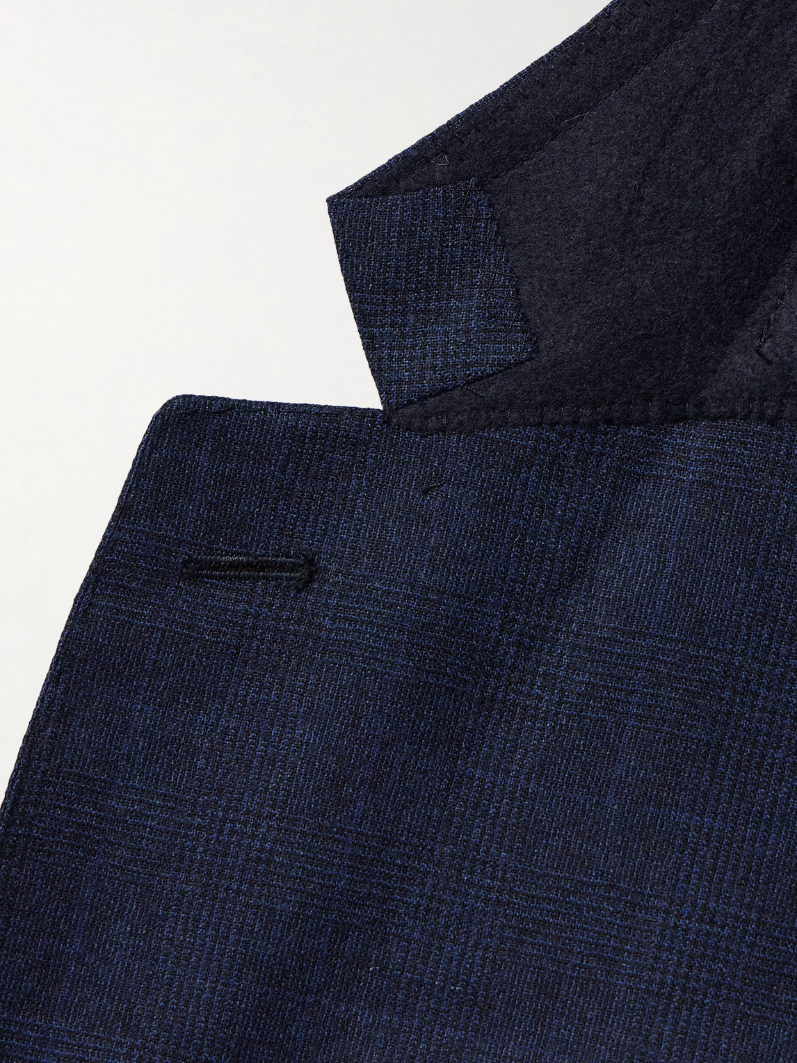 Shop Kingsman Checked Wool And Cashmere-blend Suit Jacket In Blue