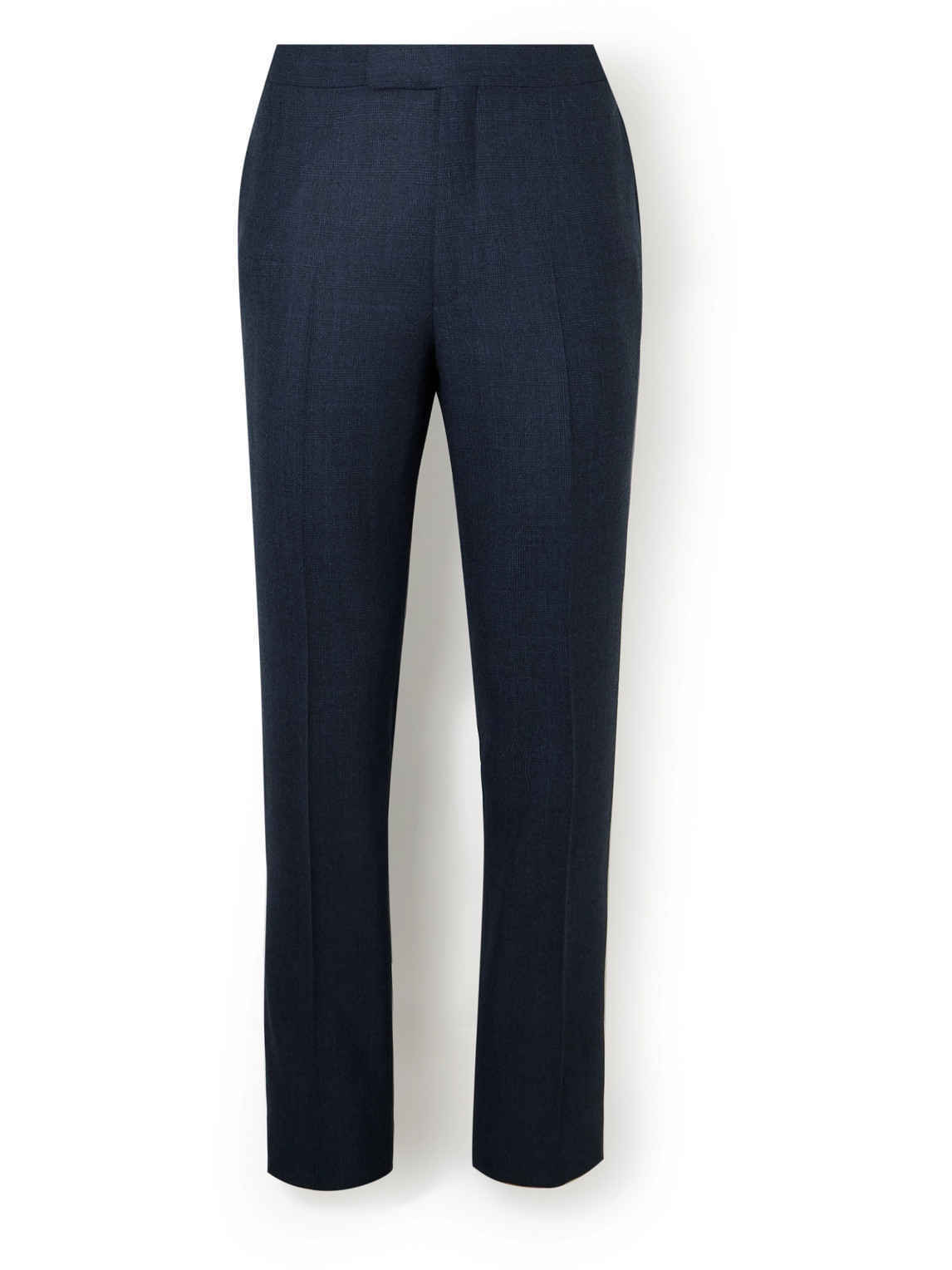 Kingsman Straight-leg Checked Wool And Cashmere-blend Suit Trousers In Blue