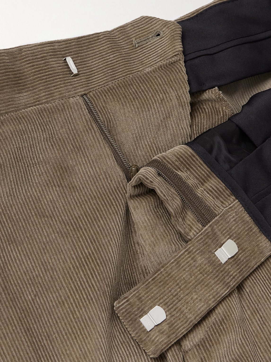 Shop Kingsman Tapered Cotton-corduroy Trousers In Neutrals