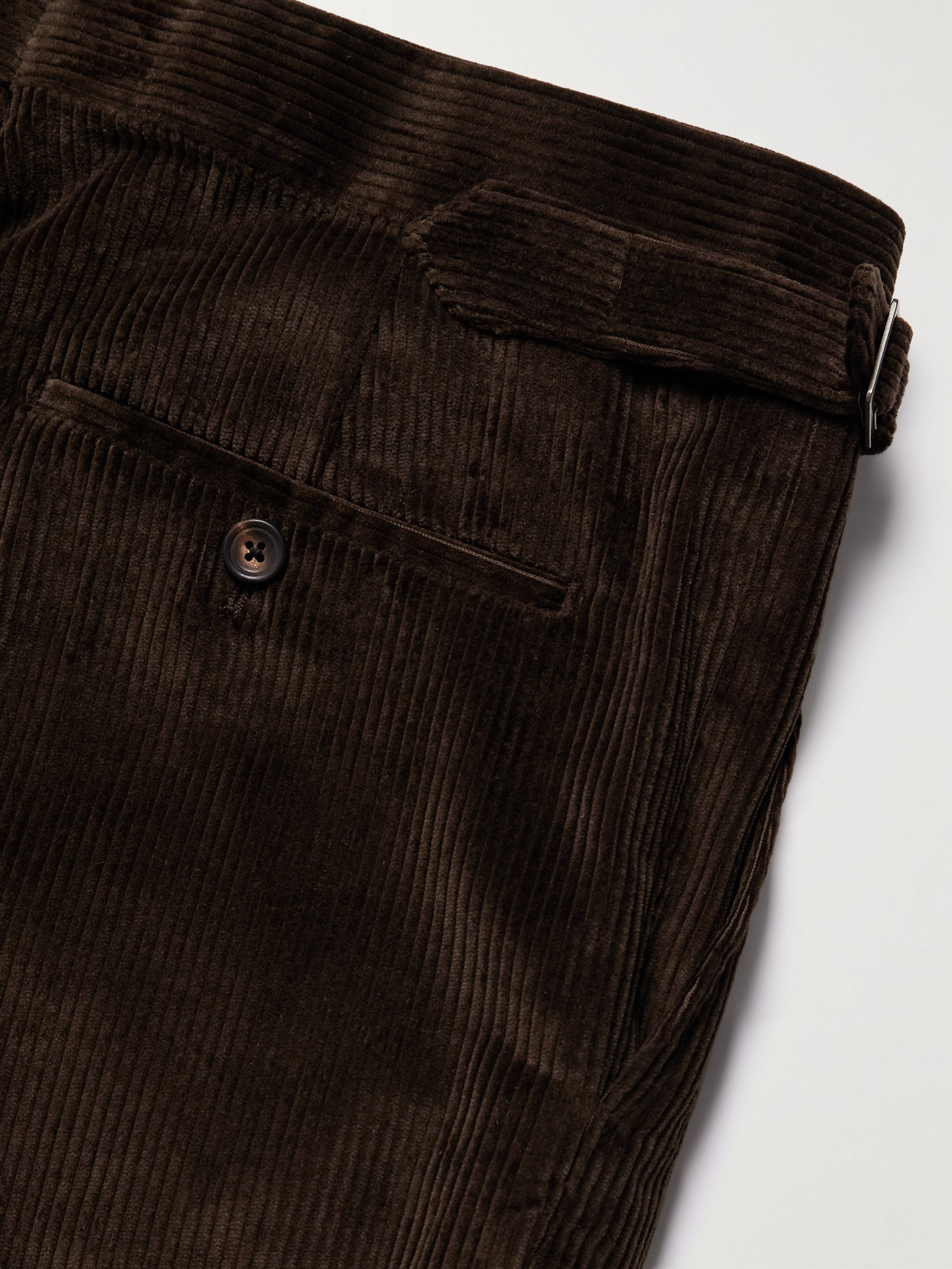 Shop Kingsman Tapered Cotton-corduroy Suit Trousers In Brown