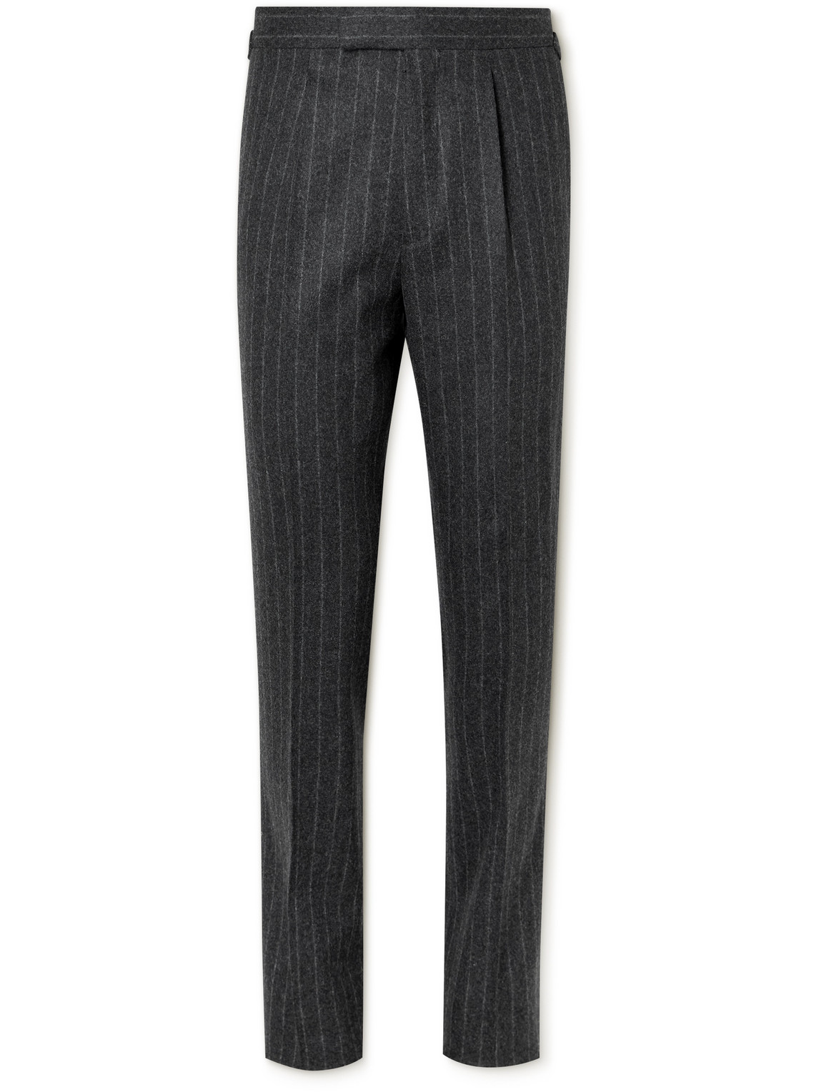 Kingsman Tapered Pinstriped Wool Suit Trousers In Grey