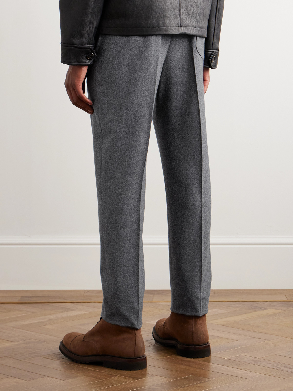 Shop Kingsman Straight-leg Wool-flannel Trousers In Unknown