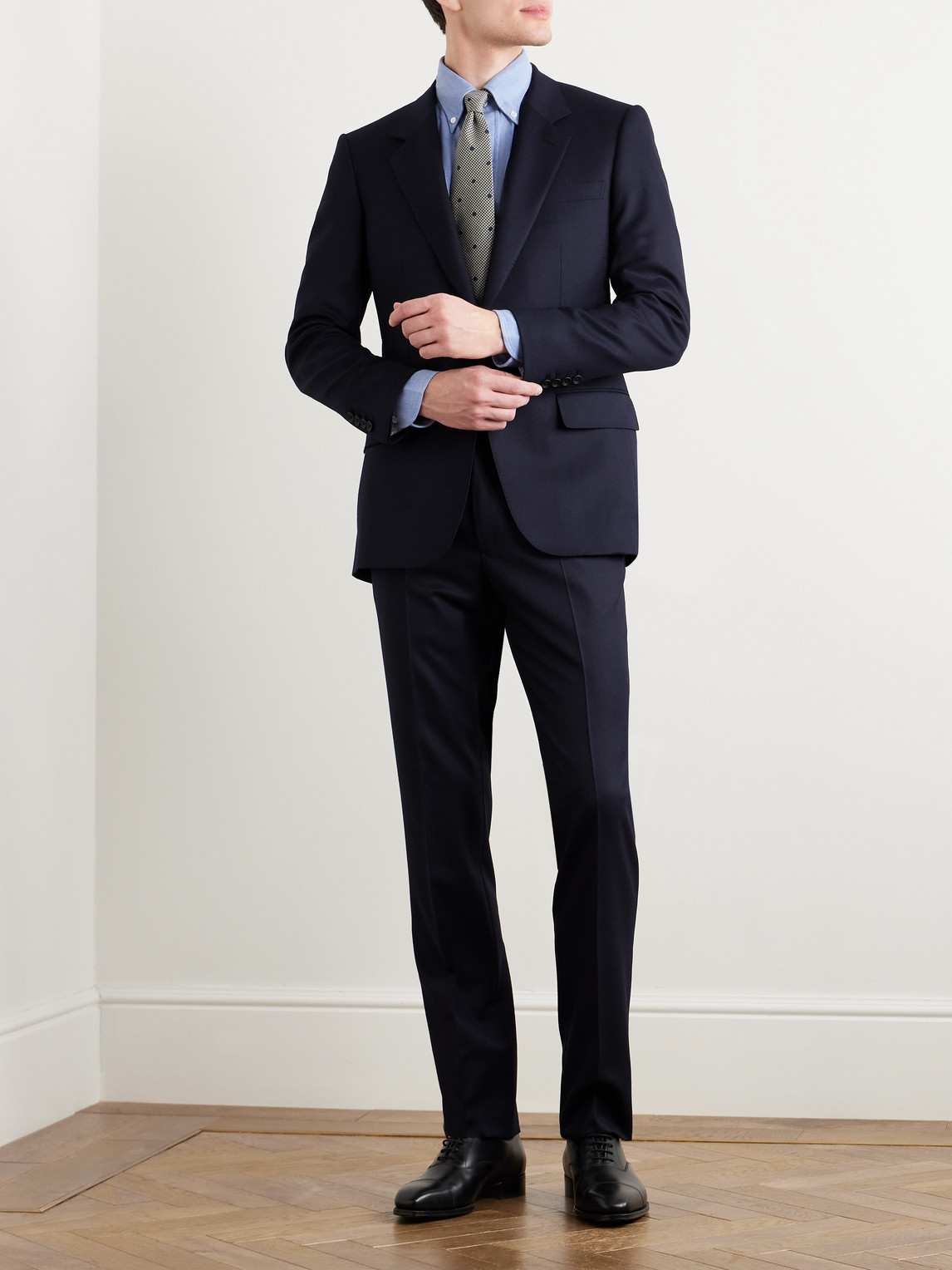 Shop Kingsman Caruso Wool-flannel Suit Jacket In Blue