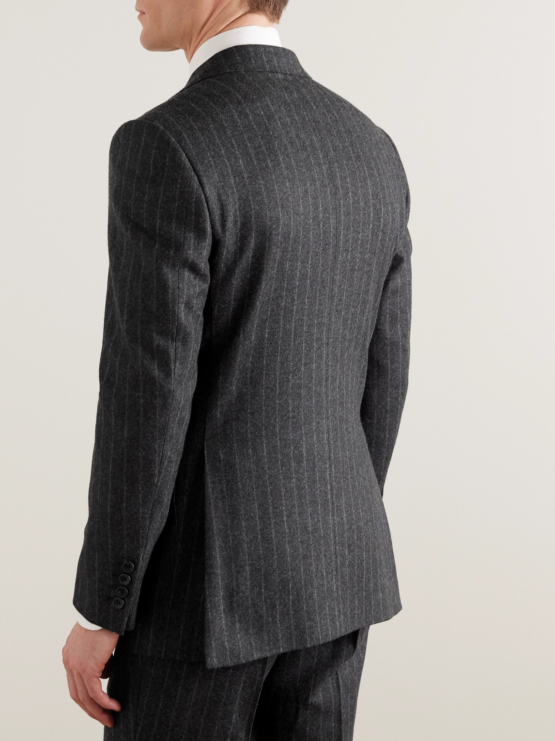 Shop Kingsman Double-breasted Striped Wool-felt Suit Jacket In Gray