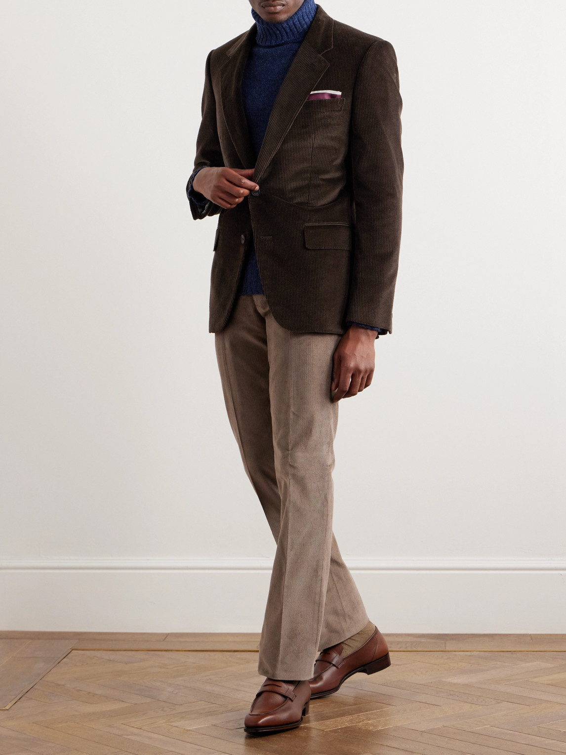 Shop Kingsman Cotton-corduroy Suit Jacket In Brown