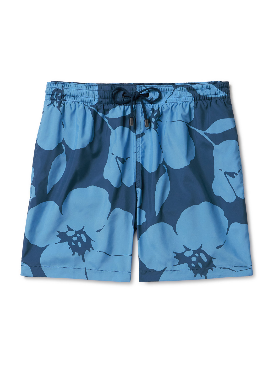 Canali Straight-leg Mid-length Floral-print Swim Shorts In Blue