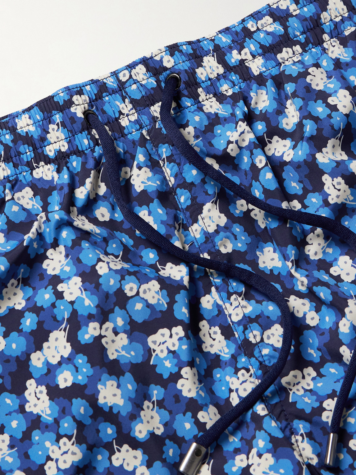 Shop Canali Straight-leg Mid-length Floral-print Swim Shorts In Blue