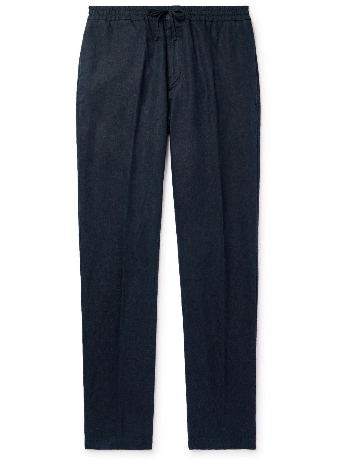 Canali Straight-leg Linen Drawstring Trousers In Blue