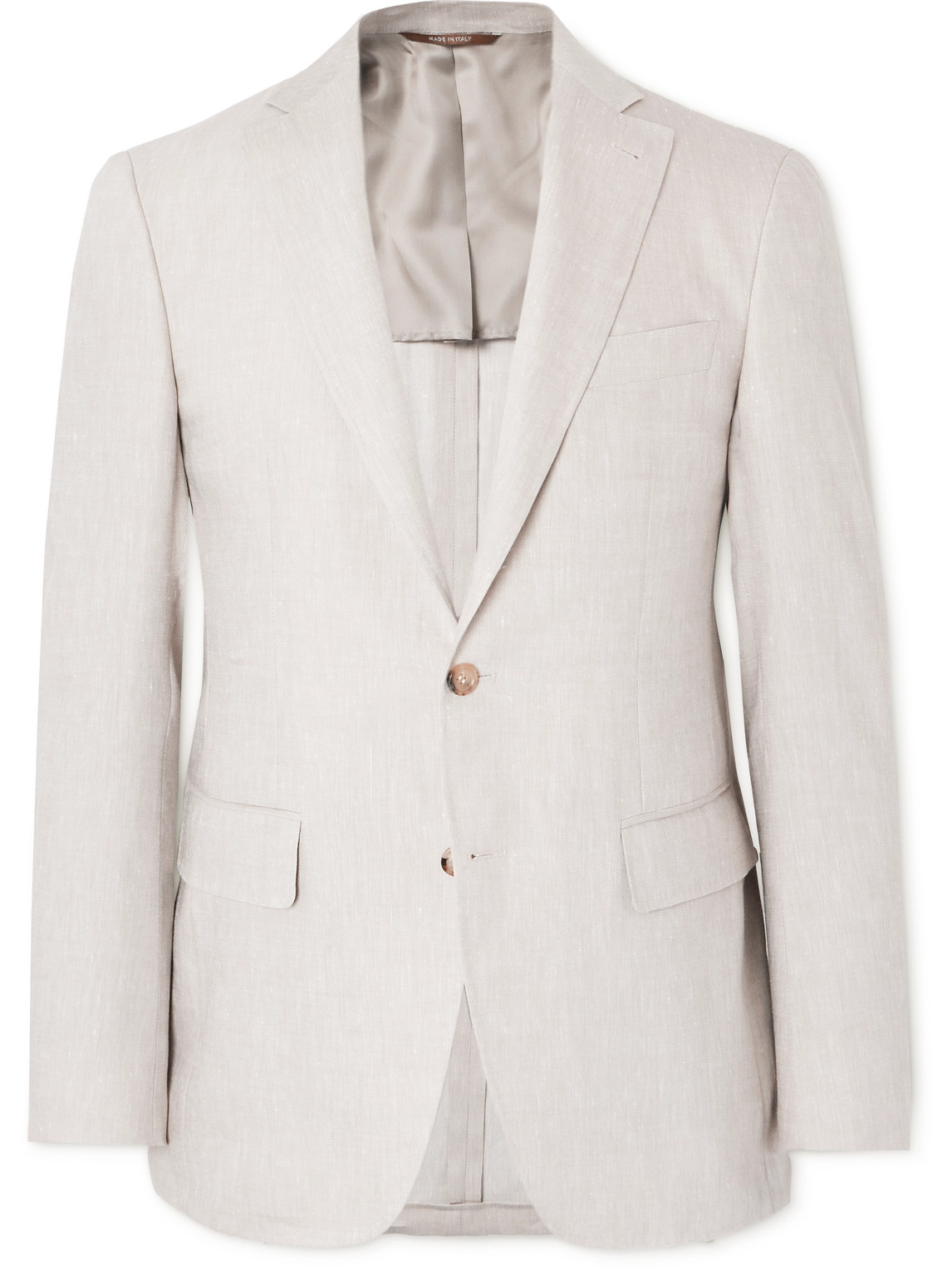 Canali Kei Slim-fit Linen And Wool-blend Suit Jacket In Neutrals