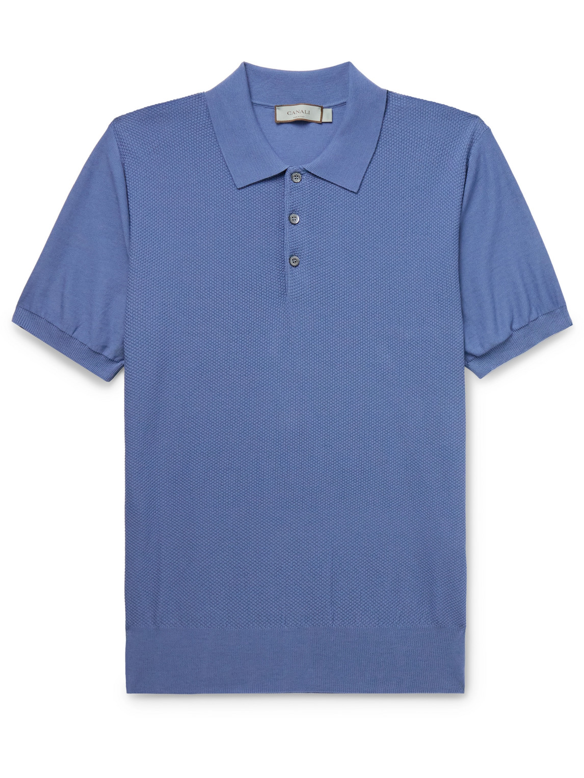 Canali Cotton-piqué Polo Shirt In Blue