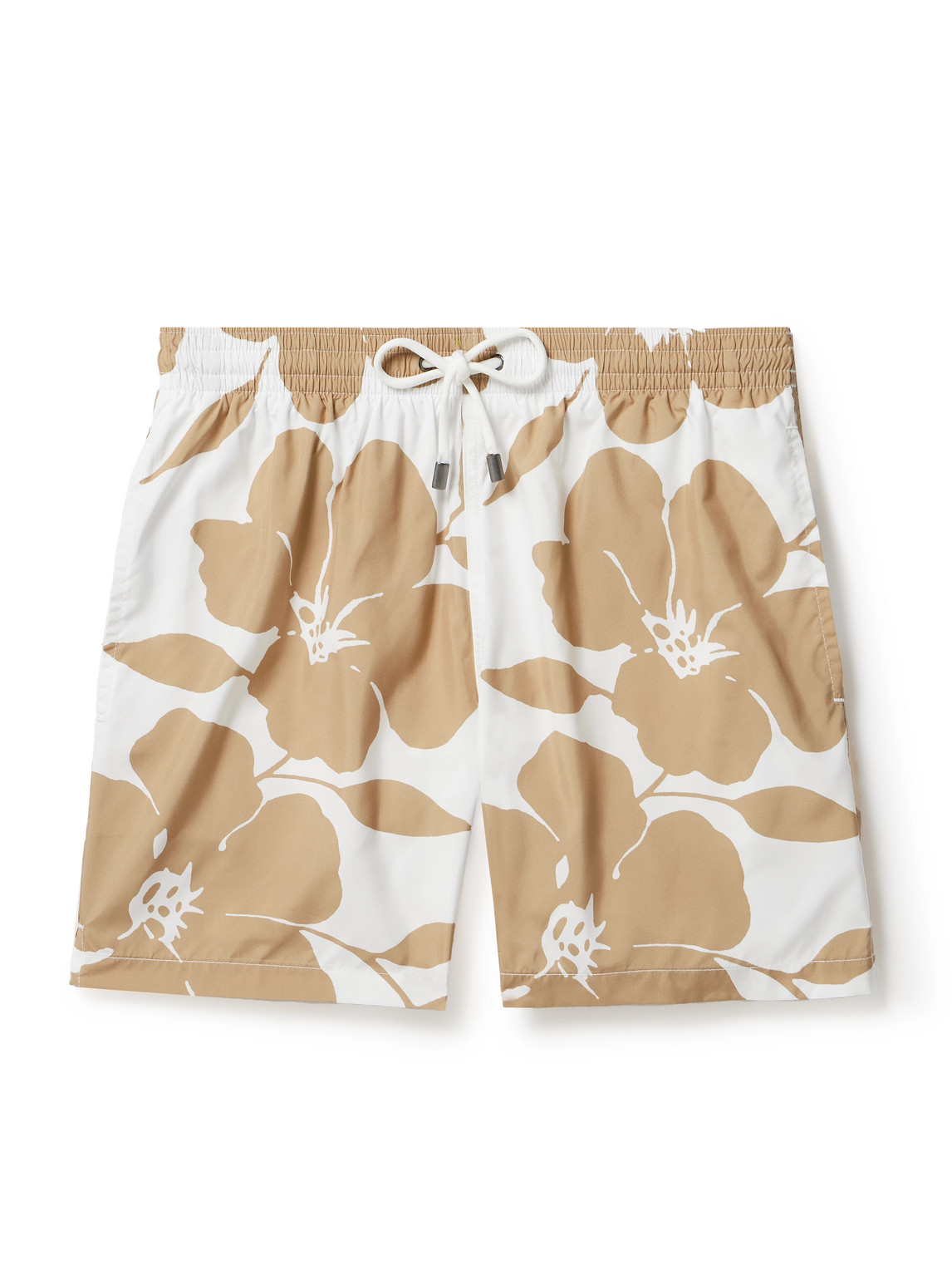 Canali Straight-leg Mid-length Floral-print Swim Shorts In Brown