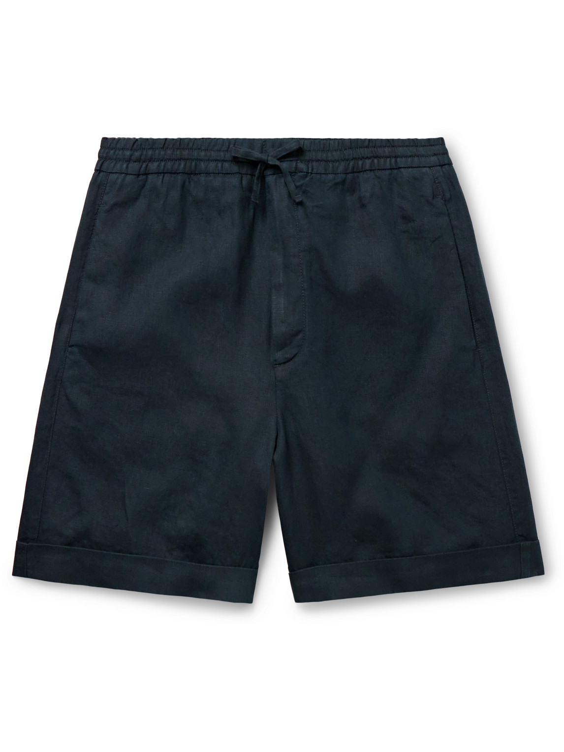 Canali Straight-leg Linen Drawstring Shorts In Blue