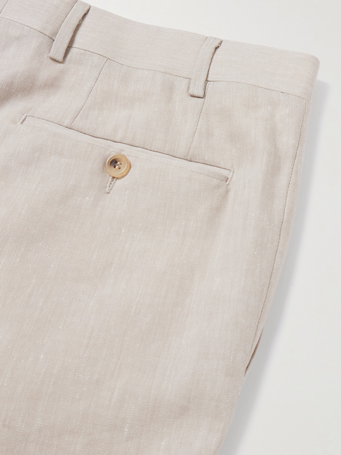 Canali Kei Slim-fit Linen And Wool-blend Suit Trousers In Neutrals