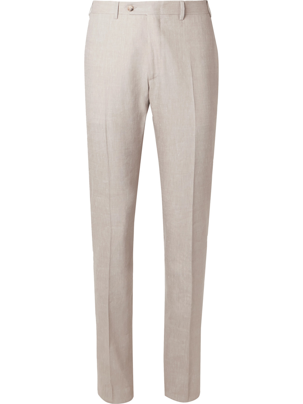 Canali Kei Slim-fit Linen And Wool-blend Suit Trousers In Neutrals
