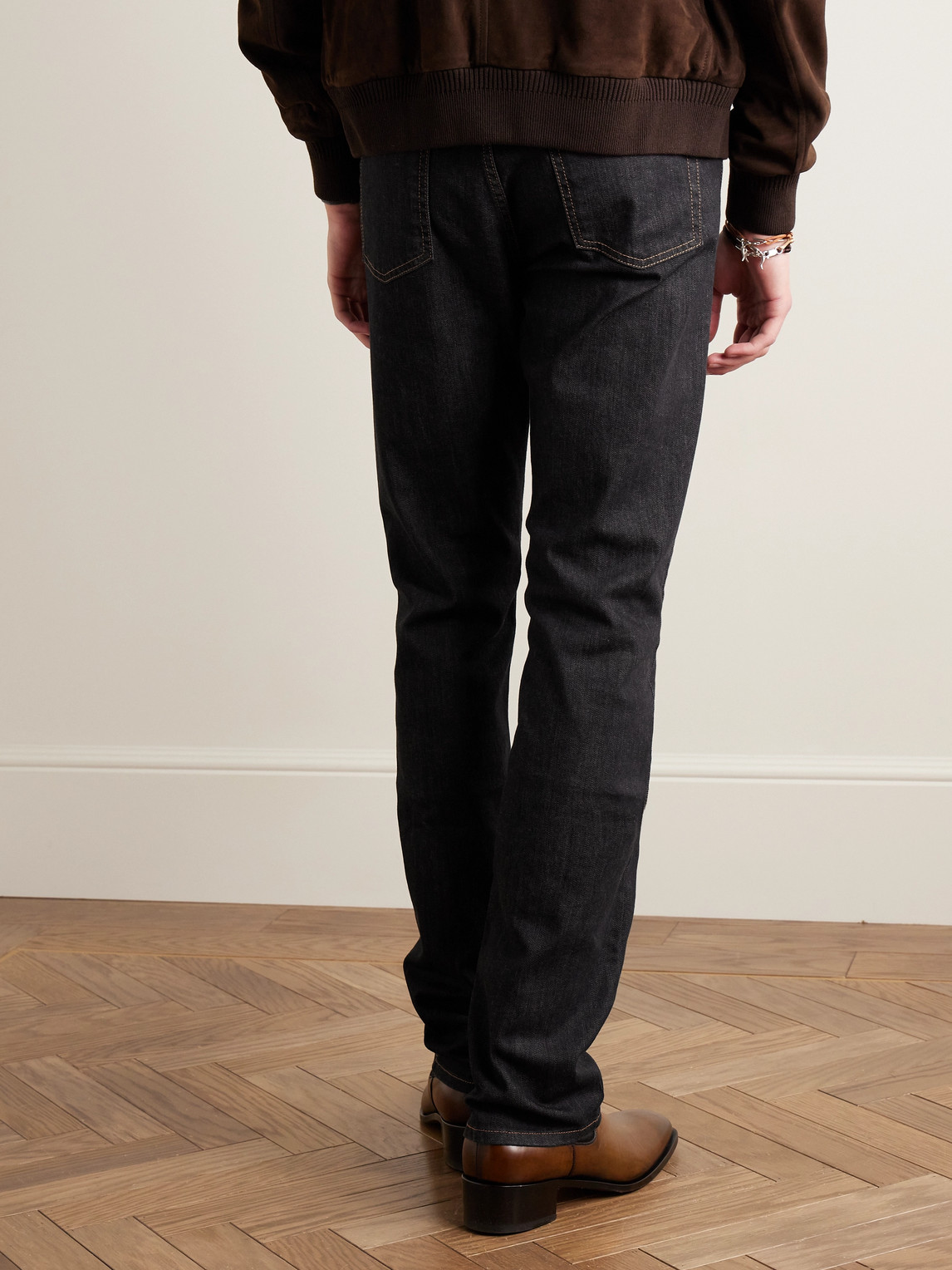 Shop Canali Slim-fit Jeans In Black