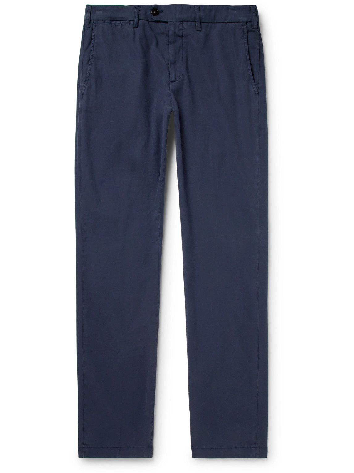 Canali Slim-fit Garment-dyed Stretch Lyocell And Cotton-blend Twill Trousers In Blue