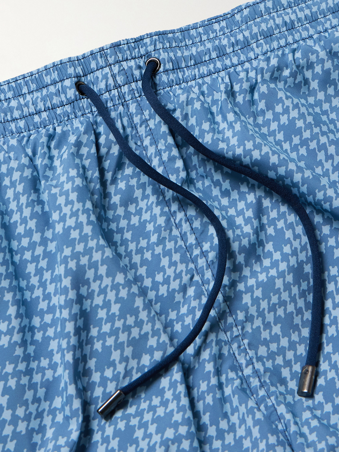 Shop Canali Straight-leg Mid-length Houndstooth Swim Shorts In Blue