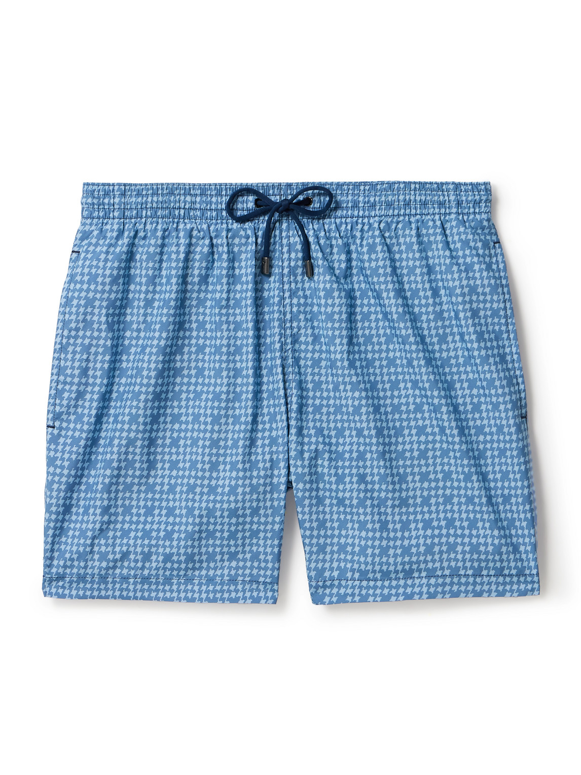 Canali - Straight-Leg Mid-Length Houndstooth Swim Shorts - Men - Blue - XXL