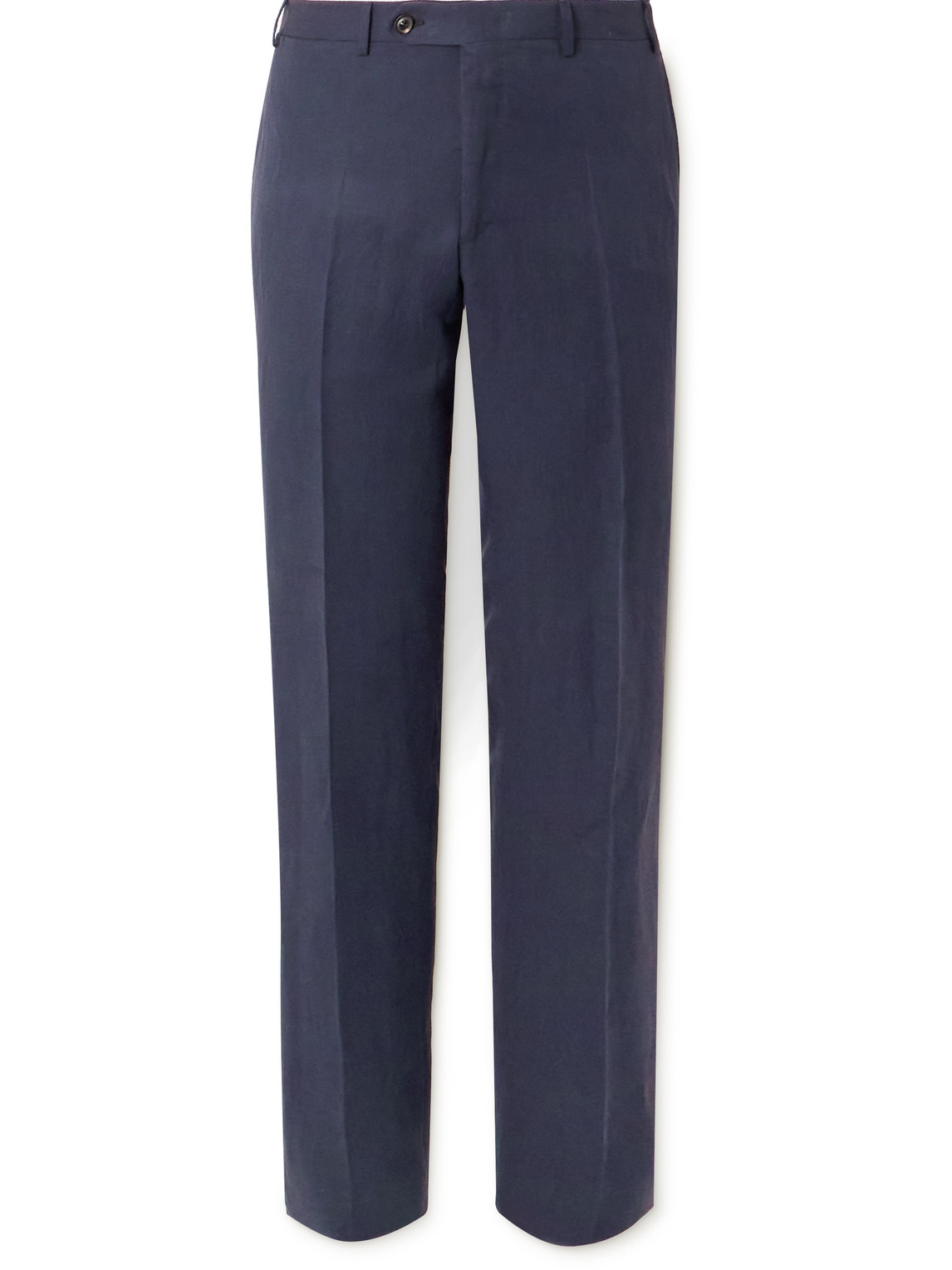 Canali Slim-fit Straight-leg Linen And Silk-blend Suit Trousers In Blue