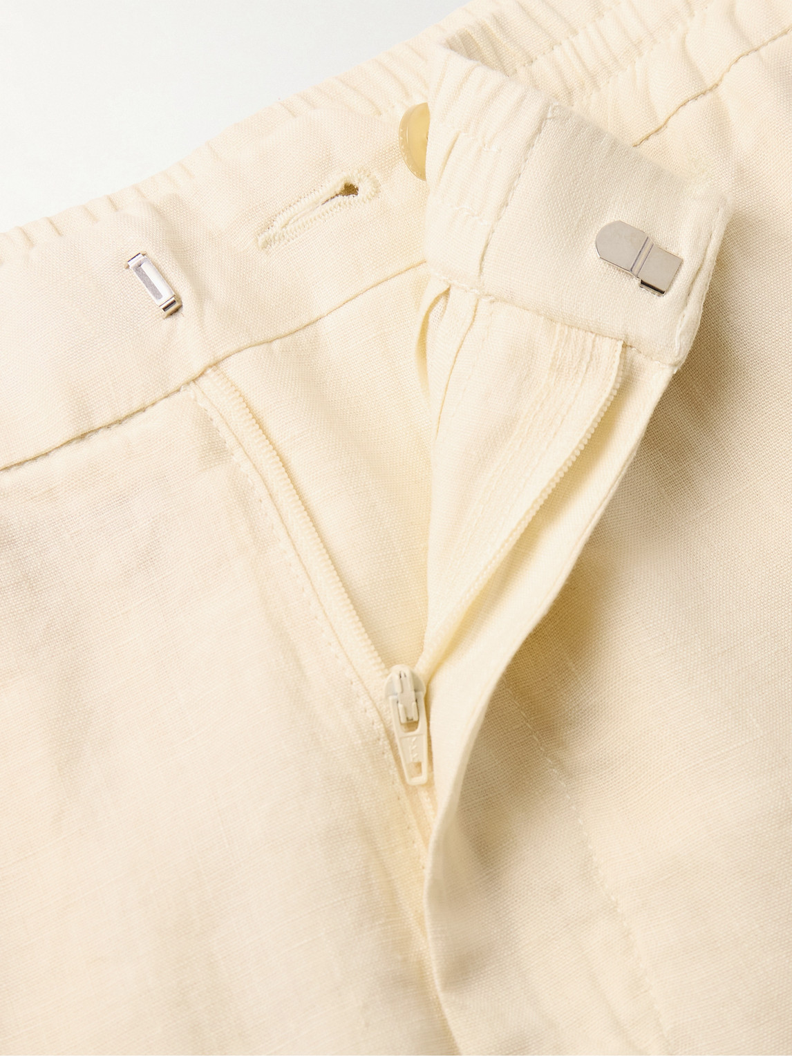 Shop Canali Straight-leg Linen Drawstring Shorts In Neutrals