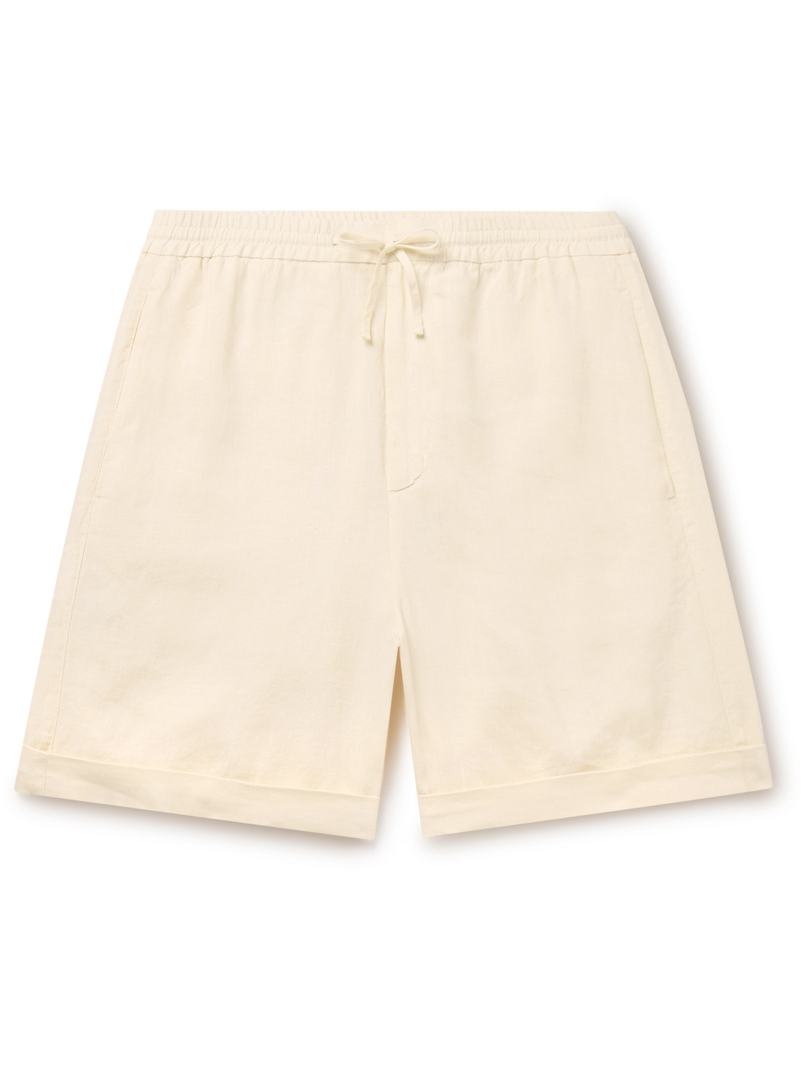 Canali Straight-leg Linen Drawstring Shorts In Neutrals