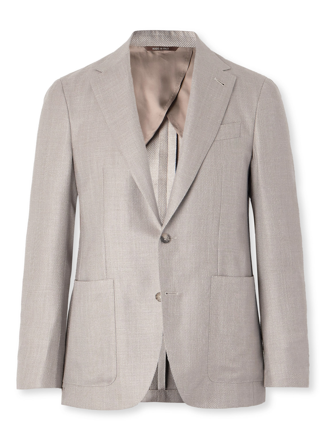 Canali Wool, Silk And Linen-blend Twill Blazer In Neutrals